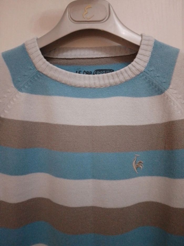 Pull à bandes bleues/grises T.14 ans - Le Coq Sportif - photo numéro 6