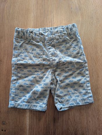 Short en jean beige motifs voitures Creeks 18 mois
