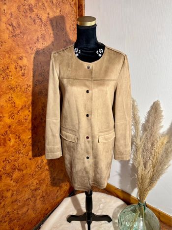 Manteau long suédine camaïeu- Beige - Taille M - Neuf sans étiquette