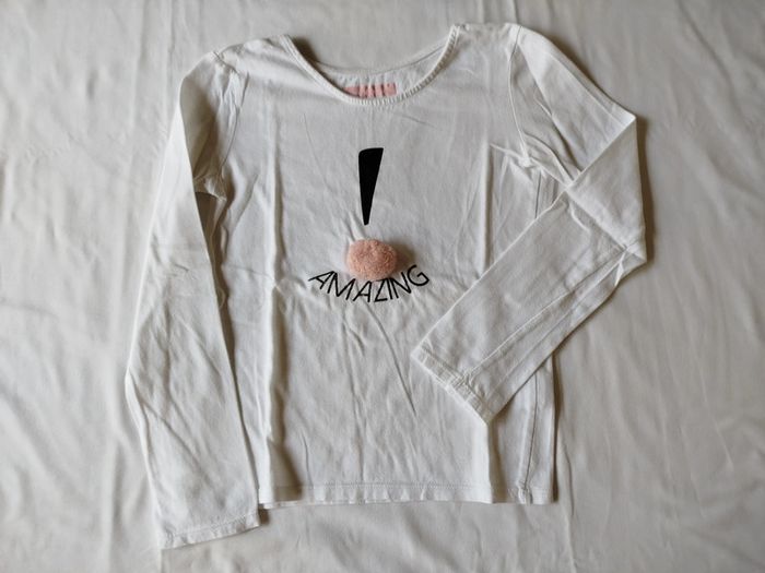 haut blanc avec pompon 8ans - photo numéro 2