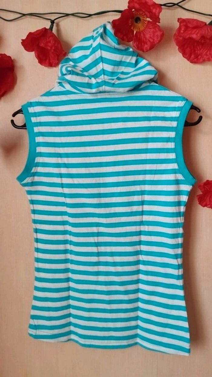 Débardeur à capuche rayé T. 158/164cm Here & There 💮 100% Coton - photo numéro 10