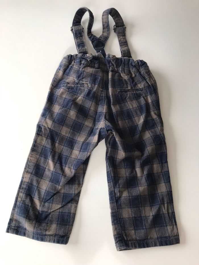 Pantalon bébé à carreaux et bretelles 6 mois - photo numéro 3