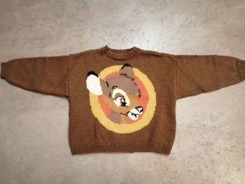 pull marron bambi 4/8 ans tricoté main Phildar