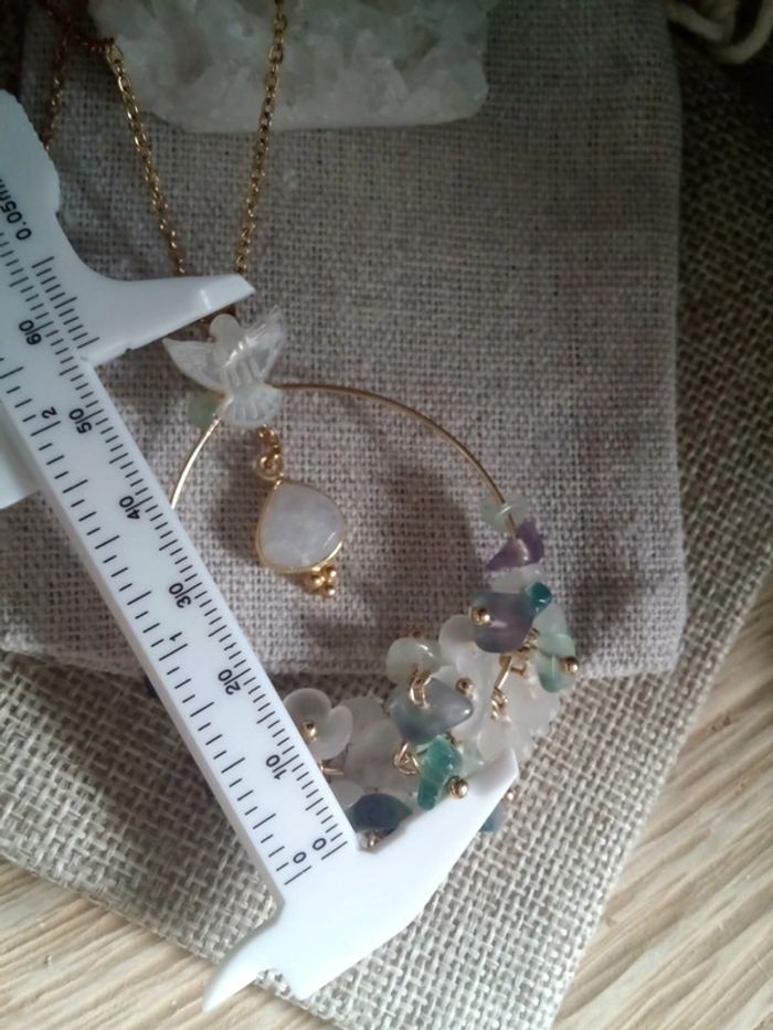 Collier long pierres de lune et d'aventurine - photo numéro 3