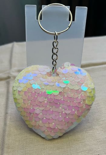 Porte clé coeur sequin