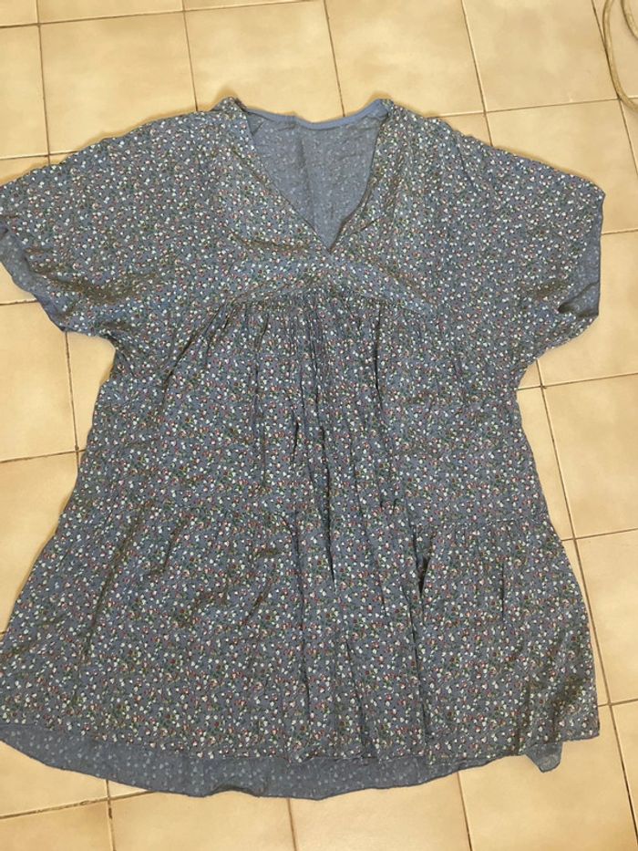 Robe ample bleu à motifs fleuris XXL