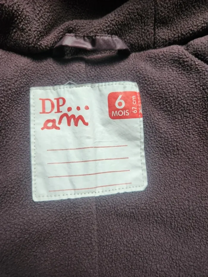 Mignonne combipilote / manteau matière doudoune doublée polaire marron avec renard Dpam bébé 6 mois - photo numéro 4