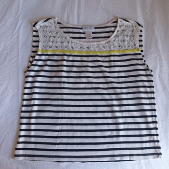 Debardeur T38/40 coton plastron dentelle 