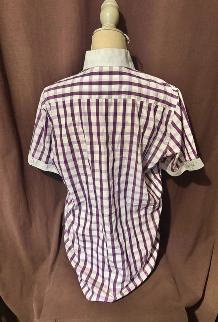 💕 chemise à carreau blanche et violette taille 40 L #giorgiomorello - photo numéro 4
