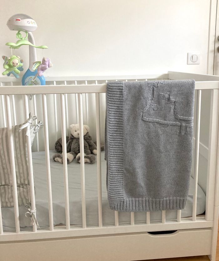 Plaid en laine gris clair Tartine & Chocolat