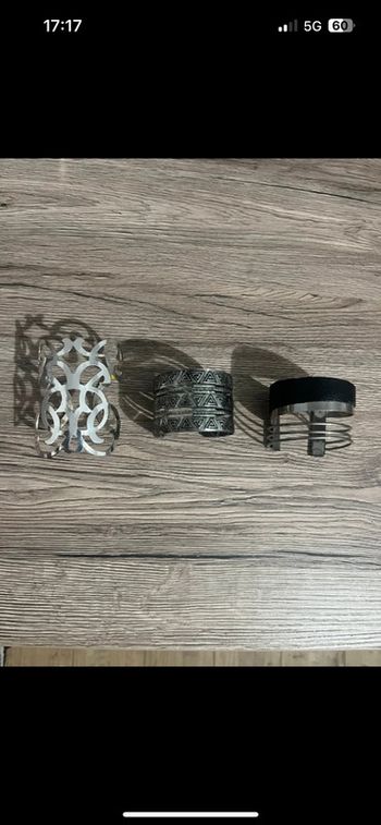 Lot de 3 bracelets manchettes argentés réglables