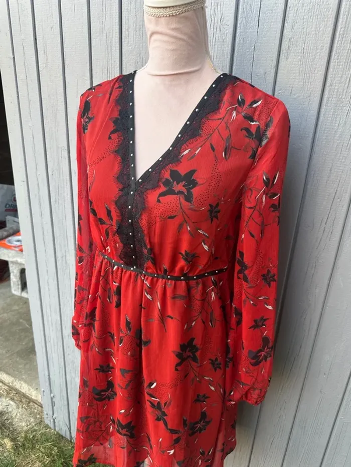 Robe fleurie coloré manches longues légère doublée 36/S - photo numéro 3