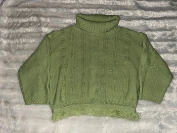 Pull col roulé vert