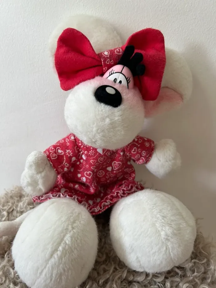 Peluche Diddlina originale – robe rouge à cœurs – vintage collector Diddl - photo numéro 5
