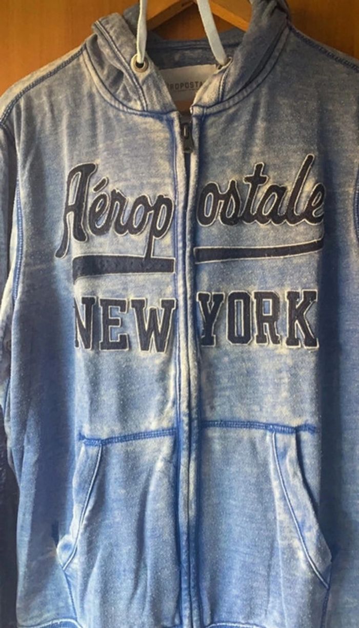 Sweat à capuche bleu Aeropostale M - photo numéro 2