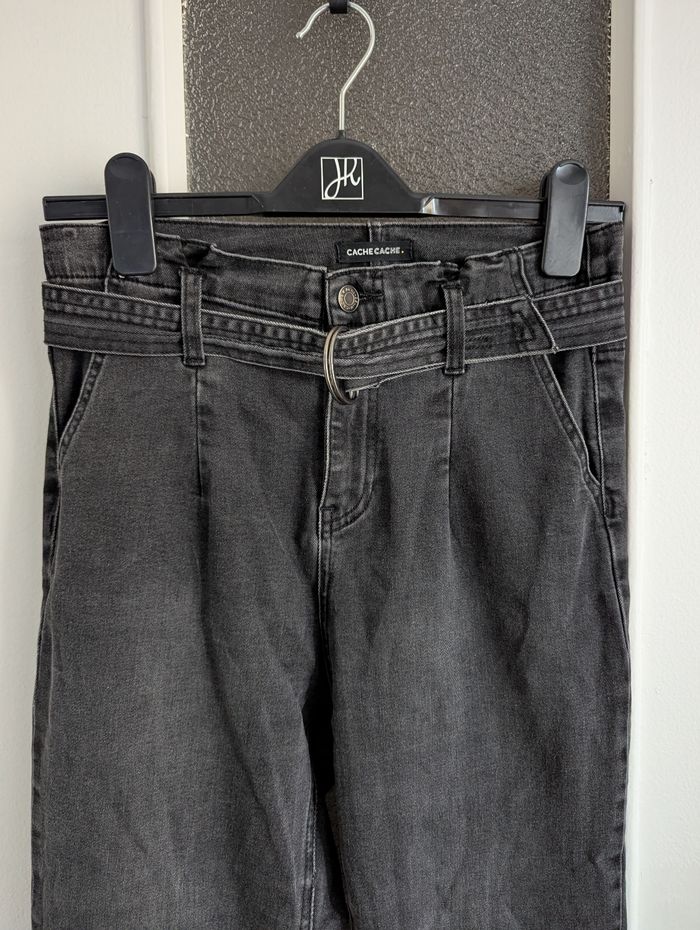 Jean noir taille haute cache cache taille 36 élastique - photo numéro 3