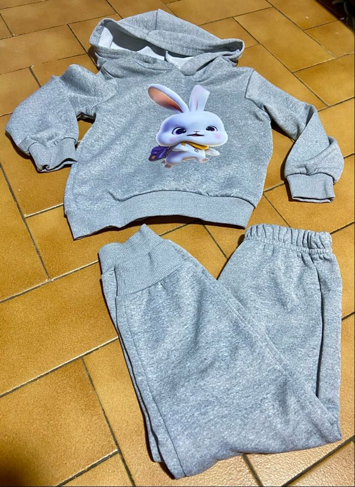 Ensemble couleur gris motif lapin taille 2/3 ans - photo numéro 2