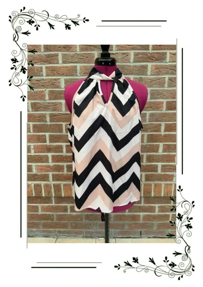 SHEIN Clasi Blouse à chevron ras-du-cou
