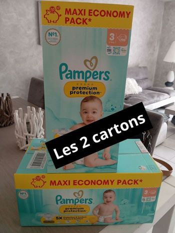 2 cartons pampers premium protection taille 3 neuf jamais ouvert 