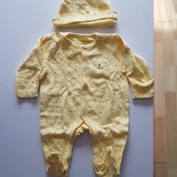 Pyjama 1 pièce léger mixte 1 mois + bonnet assorti