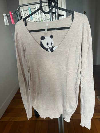 Pull col V beige taille S