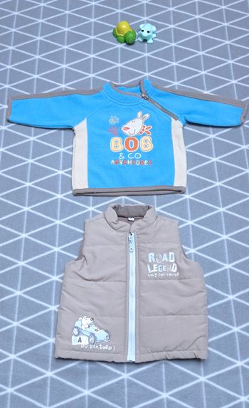 🦁 Ensemble pull polaire et doudoune sans manche, 3 mois