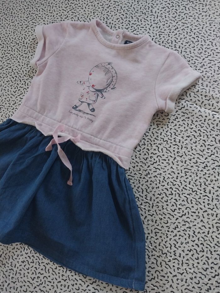 Robe bébé KIABI 18 mois – haut molleton rose & jupe jean - photo numéro 2