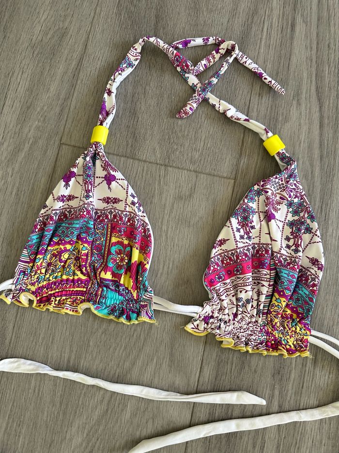 Maillot de bain deux pièces blanc et multicolore mosaïque T36 S - photo numéro 2