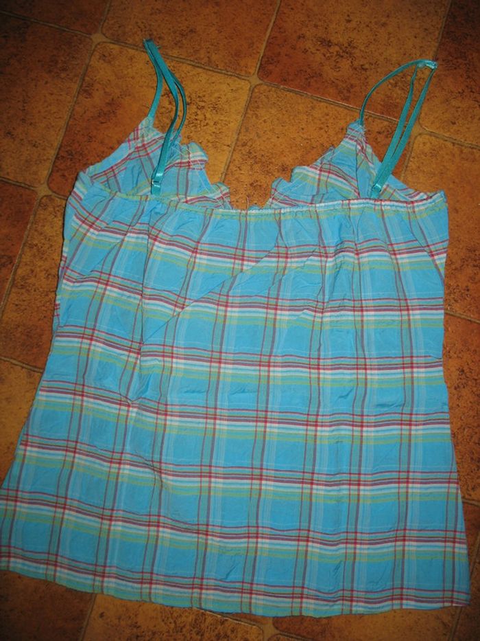DÉBARDEUR ÉCOSSAIS TURQUOISE "CACHE CACHE" - TAILLE 2 - n°01 - photo numéro 2
