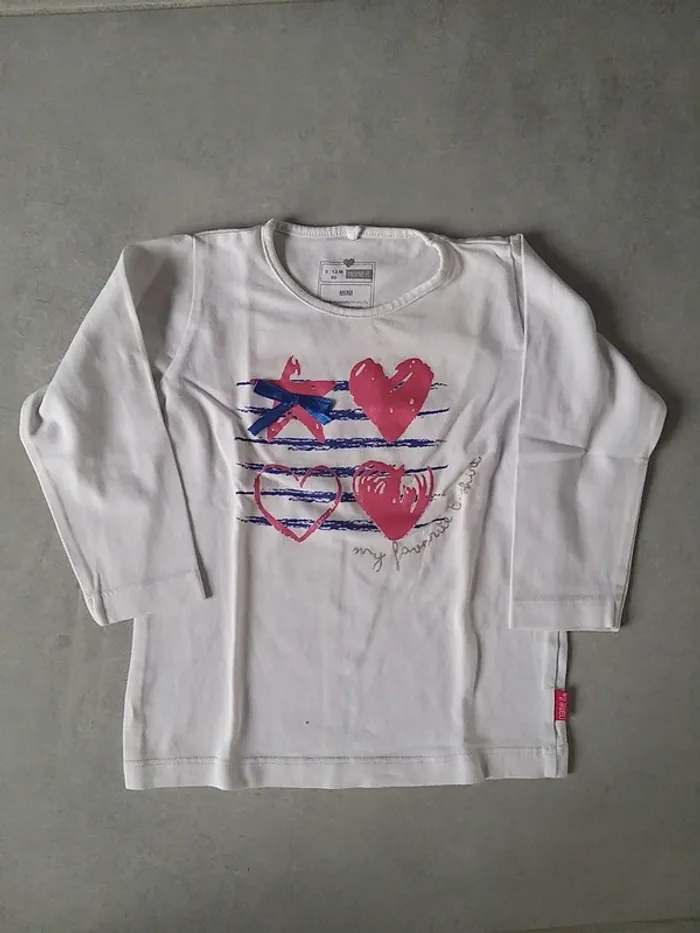 T-shirt manche longue blanc en 9-12 mois