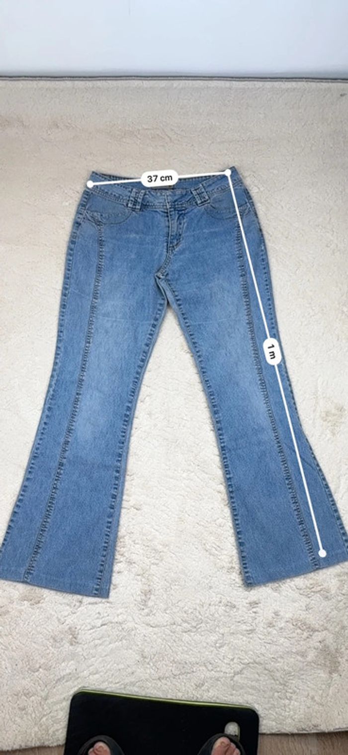 Jeans taille Base évasé bootcut Vintage Bleu Y2k 00’s - photo numéro 8