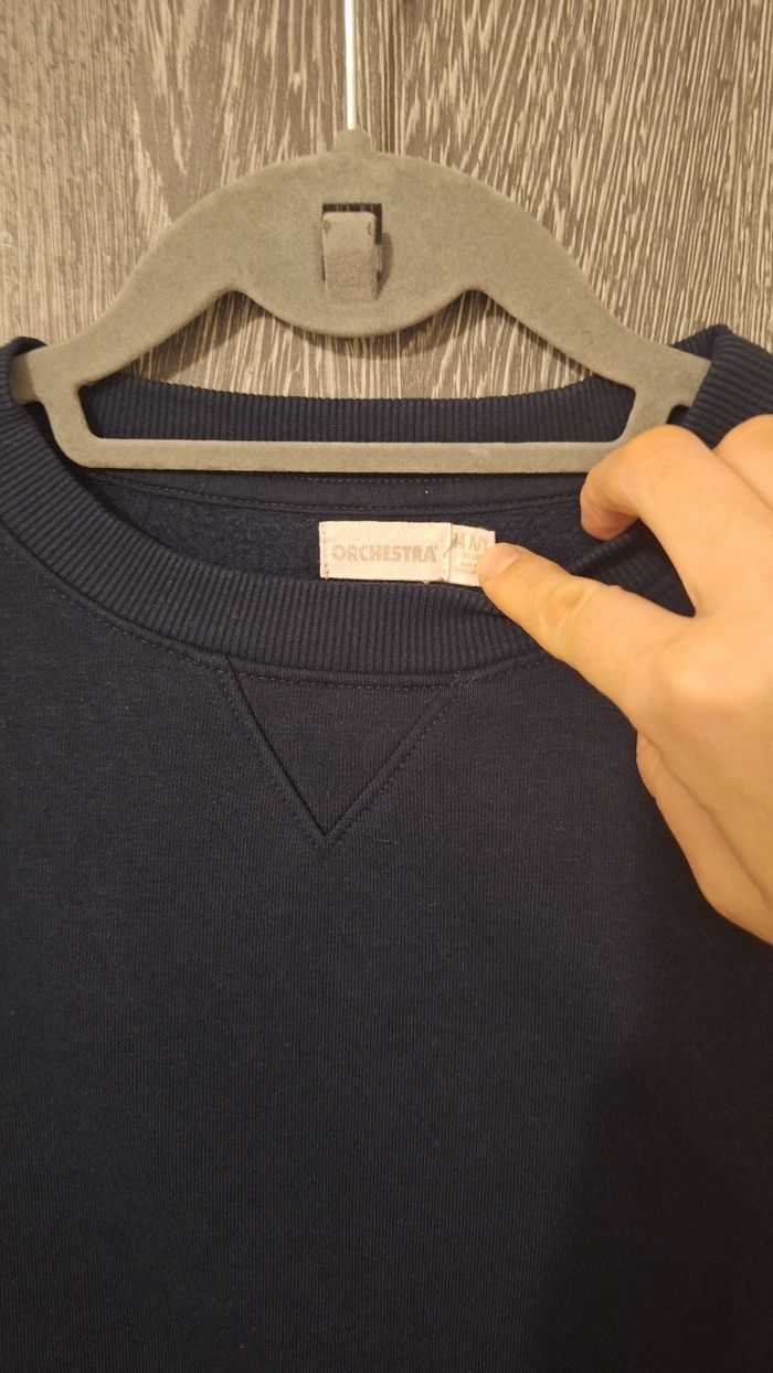 Sweat à col rond en molleton bleu marine - photo numéro 4