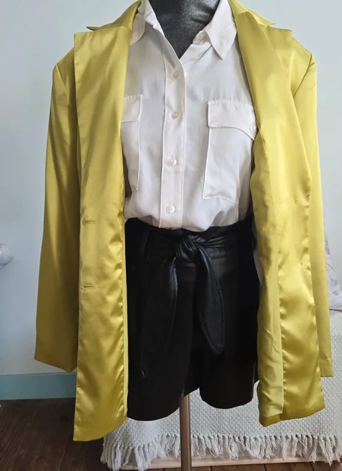Blazer overside vert pomme en satin Divided by H&M - photo numéro 2