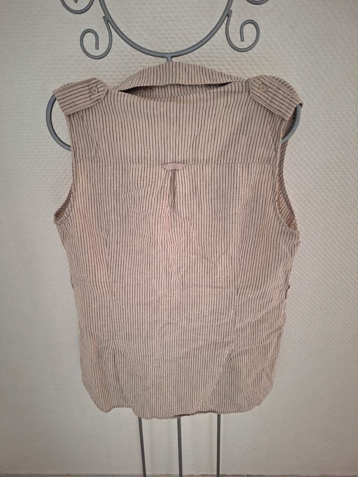 Blouse sans manches rayée lin coton Kwoman T.44 (XXL) - photo numéro 2