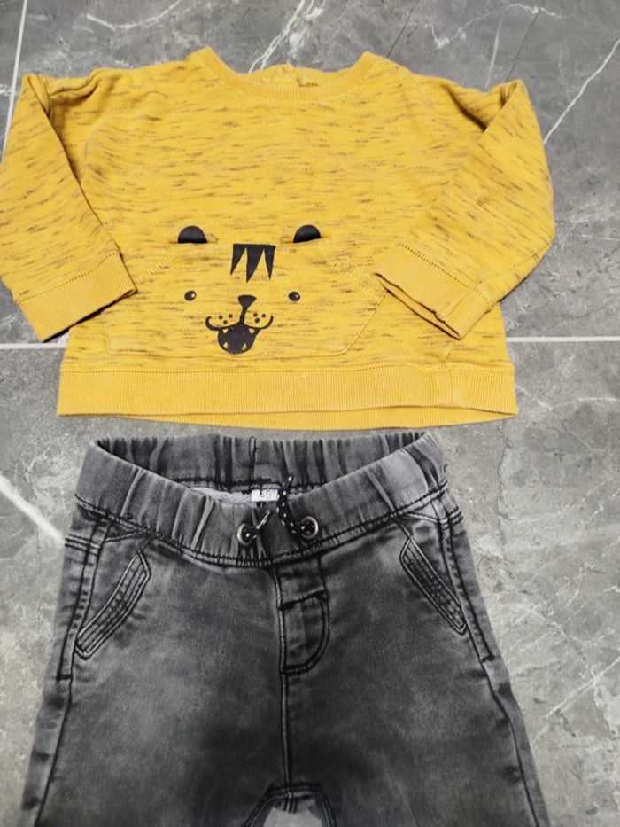 Ensemble bebe garçon sweat et jean souple 2 ans - photo numéro 2