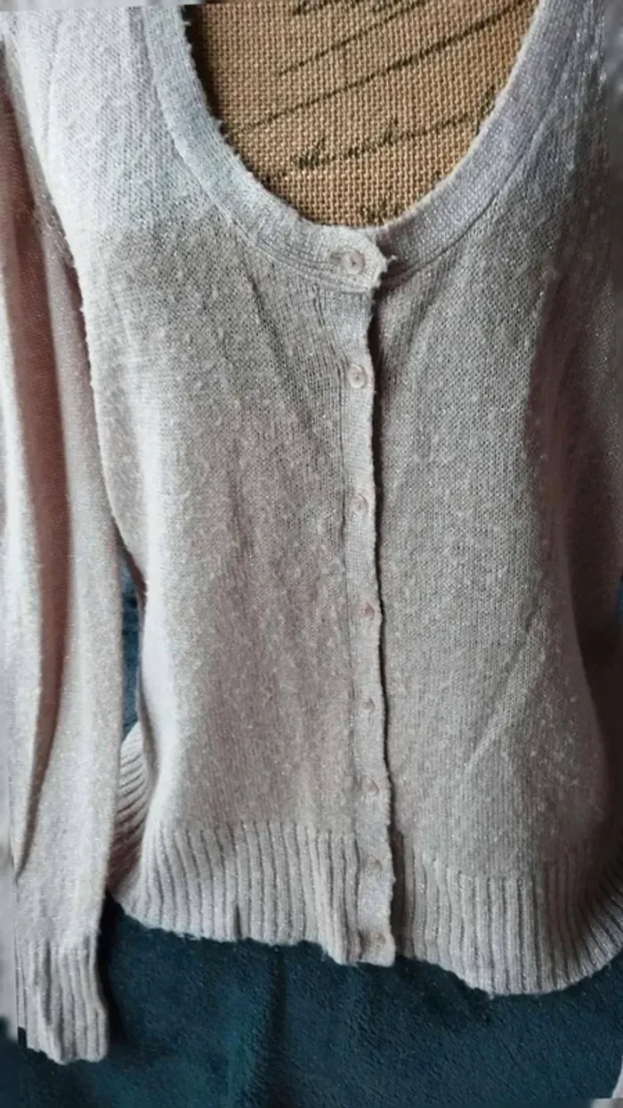 Gilet Kiabi rose fil argenté taille 46/48 femme - photo numéro 8