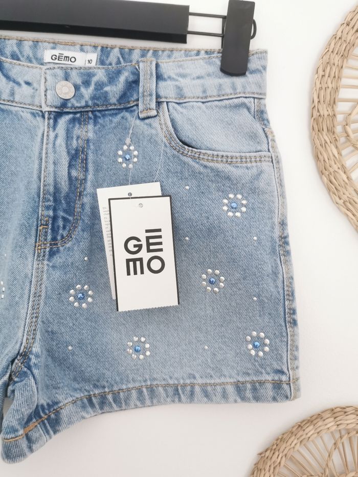 Short en jean délavé à strass Gémo 10 Ans - photo numéro 3