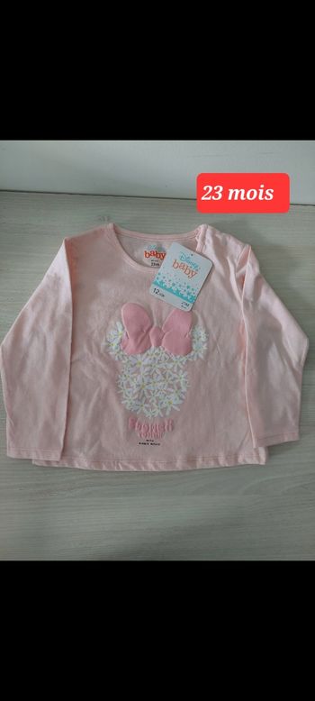 Lot de 2 hauts rose et blanc fille 23mois 
