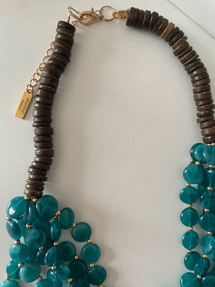 Collier Week-end MaxMara perles turquoise multi-rangs - photo numéro 6