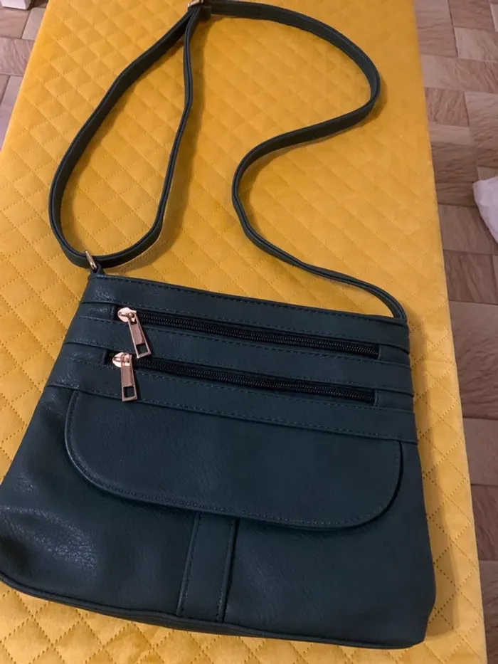Sac à main vert bouteille lanière réglable - photo numéro 2