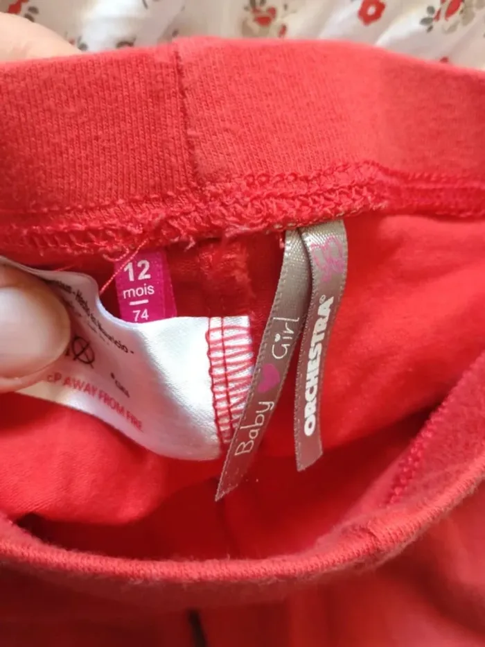 Ensemble bébé fille printemps été 9 mois fleurs rouge et blanc - photo numéro 6