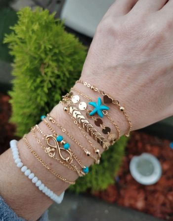 A42 lot de 10 bracelet gourmette turquoise bohème ajustable tendance