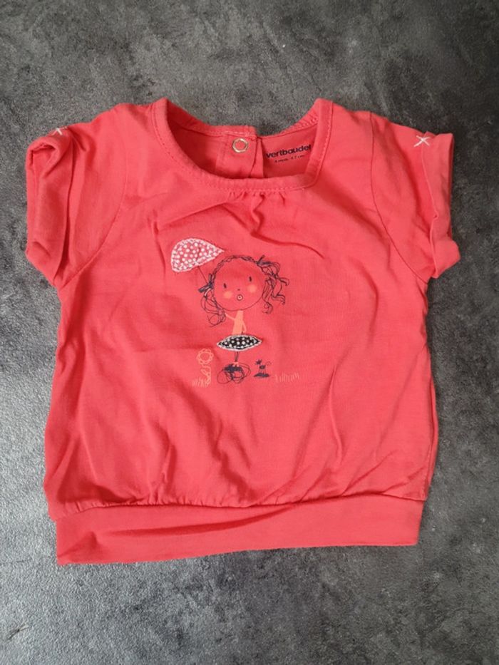 Lot 3 t-shirts bébé fille 6 mois peu porté - photo numéro 10