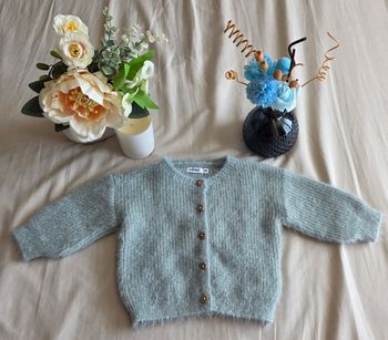 Gemo Gilet Maille Poils Bleu Brillant Très bon état 6 mois