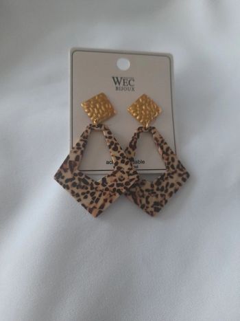 Boucles d oreilles losange léopard Neuf avec étiquette