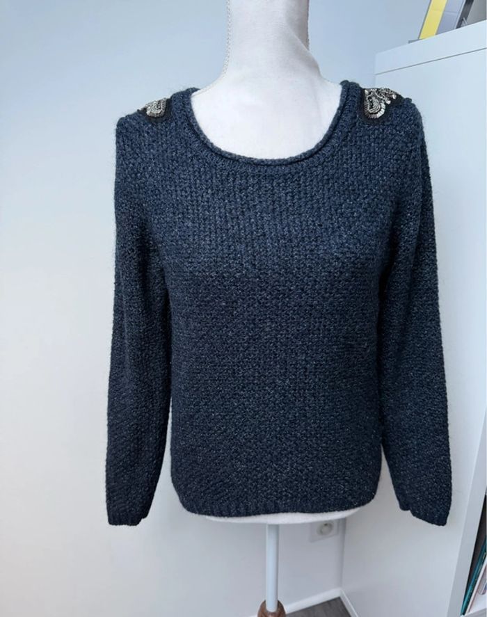 Gros pull bleu avec perles Naf Naf M ou 38