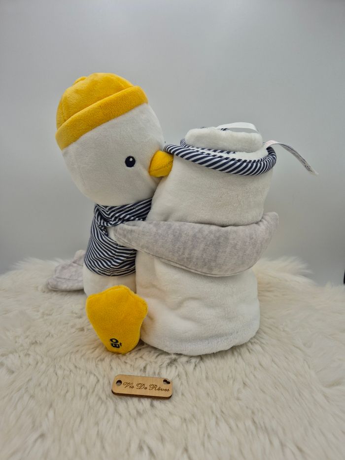 Doudou peluche et plaid Goéland Mouette Obaïbi