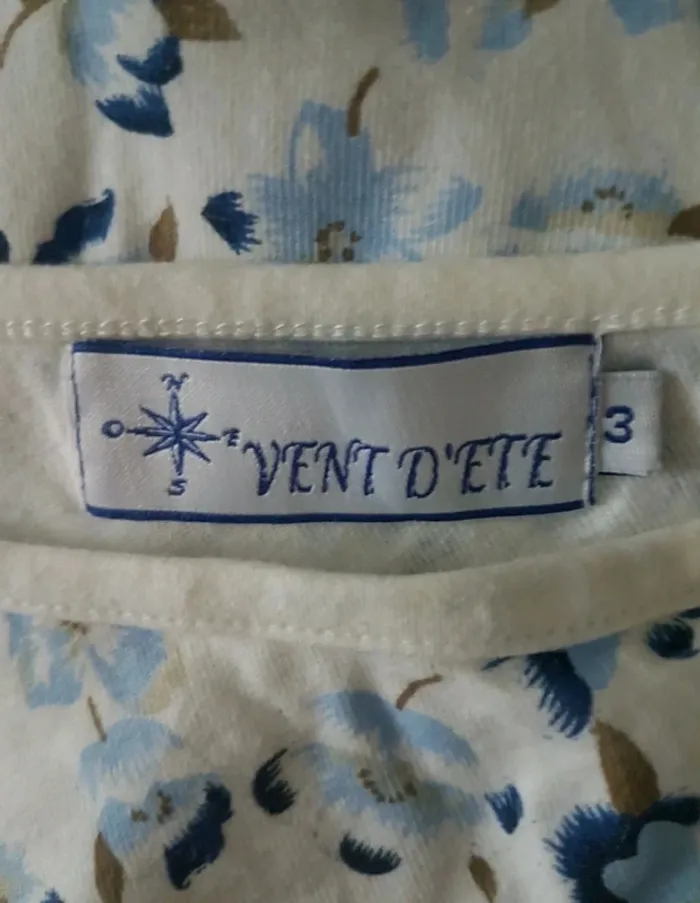 Haut blanc asymétrique fleuri Vent d'été Taille 3 (40/42) Neuf - photo numéro 4
