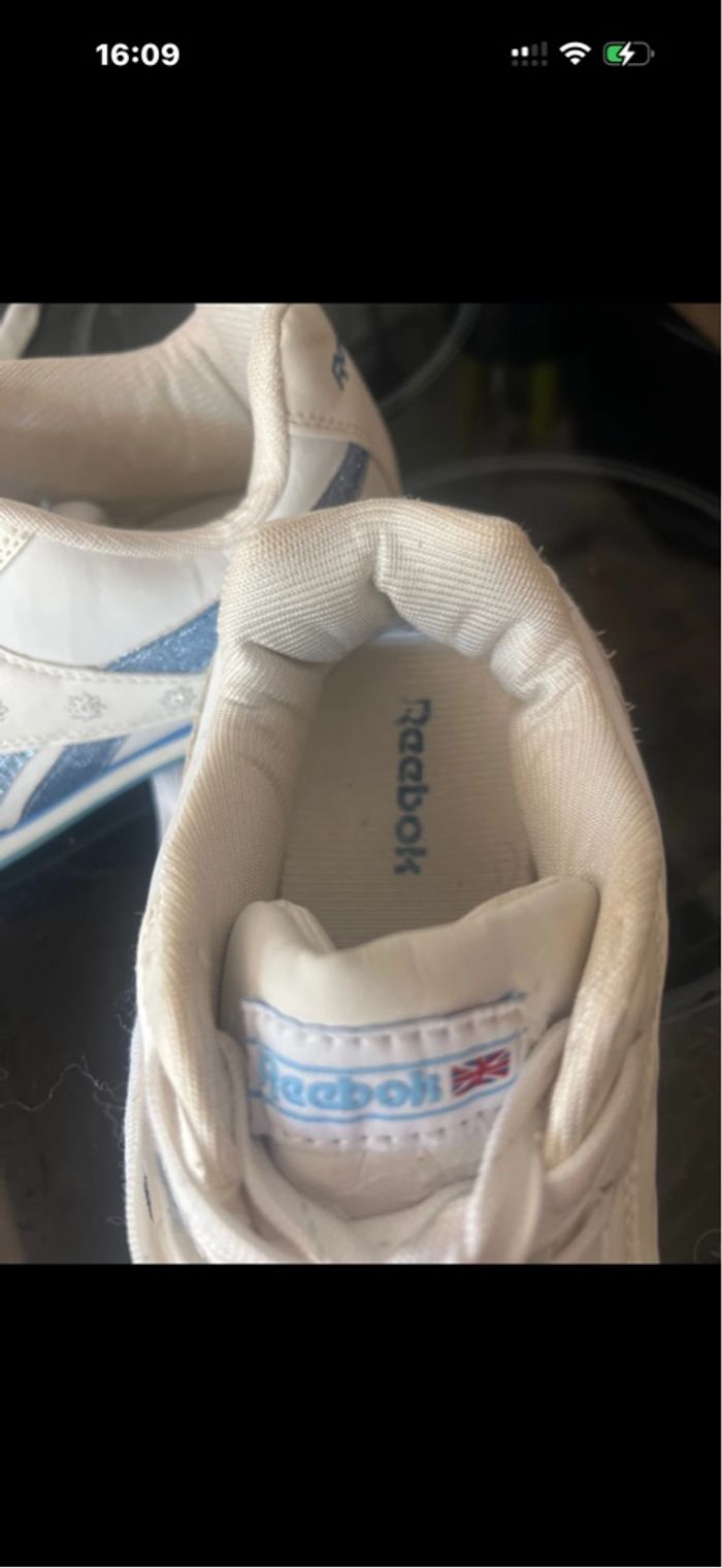 Baskets Reebok vintage blanches & bleues pailletées - photo numéro 8