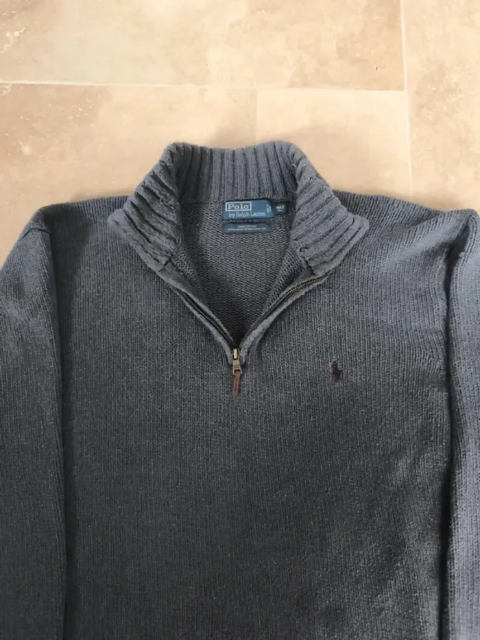 Pull quart zip camionneur homme 3XLT Ralph Lauren gris - photo numéro 5